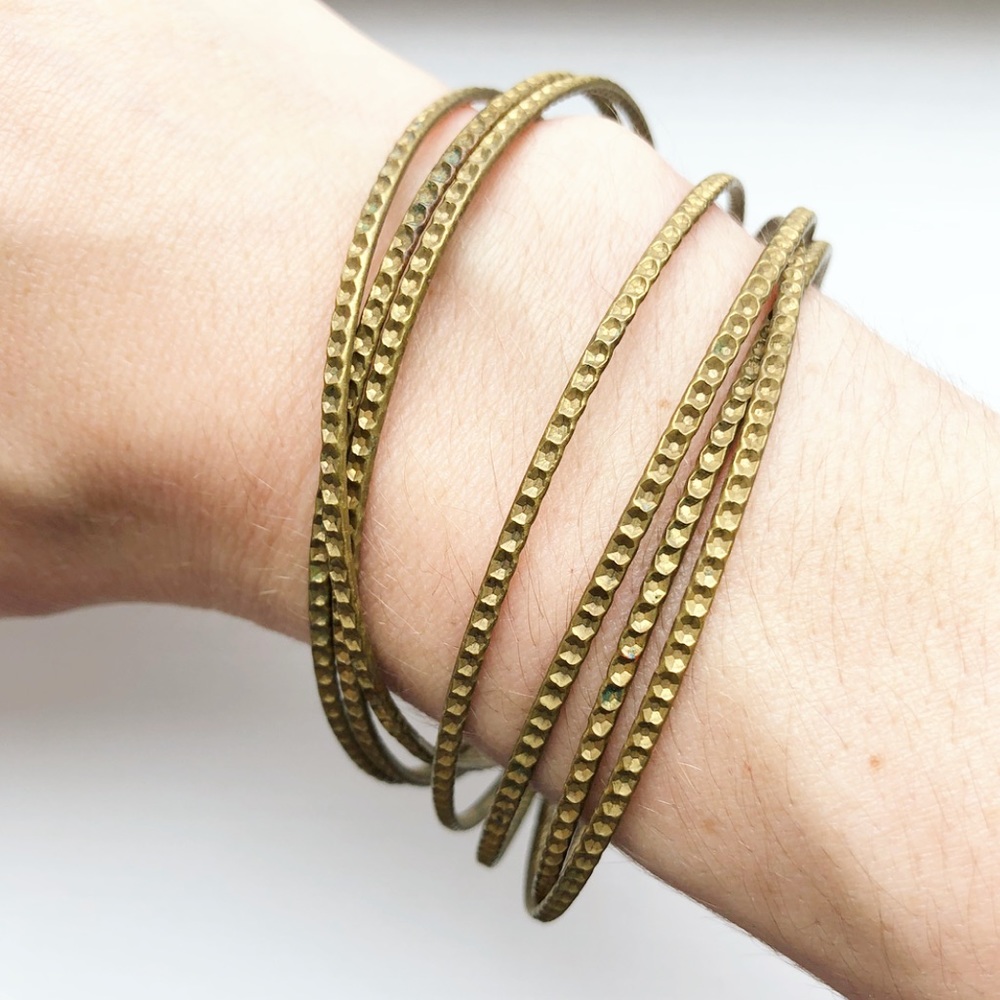 Vintage set of brassy gold bangle bracelets